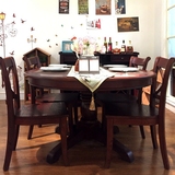 简美式乡村全实木可拉伸餐桌椅组合小户型餐台椭圆1.55m高端定制