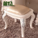 欧式梳妆凳木质换鞋凳子 卧室化妆凳海绵化妆凳象牙白色烤漆坐凳