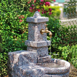 水龙头流水喷泉庭院景观石材石雕洗手盆园林水景花园装饰品摆件