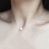 Cecilia手工定制 隐形天然珍珠项链14k包金锁骨链她以梦镶嵌自己
