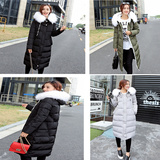 2015冬装新款韩版修身棉衣女长款过膝大毛领羽绒棉服加厚棉袄外套
