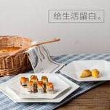 景德镇骨瓷餐具纯白多边形餐盘 10/8/6寸西式牛肉盘子水果盘平盘