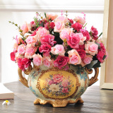 欧式花瓶仿真花套装高档假花装饰花客厅绢花餐桌摆设成品花艺花卉