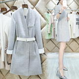 新款春装韩版潮中长款小西装女外套通勤气质修身长袖休闲西服灰色