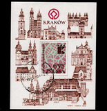 波兰1982年古城克拉科夫的历史遗迹 建筑 无齿邮票小型张 盖销