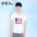 特惠 gxg.jeans男装夏装新款潮时尚修身纯棉印花短袖T恤#42644235