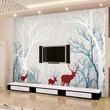 3d立体电视背景墙纸影视墙无纺布壁画还原爱欧式壁纸素色温馨小鹿