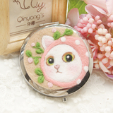 甜蜜猫化妆镜子 仟樱羊毛毡材料包戳戳乐手工DIY创意可爱jetoy猫
