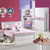 儿童家具套房组合套装 青少年家具卧室女孩公主房 粉红色书桌衣柜
