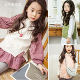 2015韩国童装秋装新款儿童毛线针织马甲背心女童麻花无袖套头背心