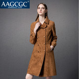 AAGCGC 年女士新款风衣加厚保暖中长款纯色双排扣拼接6028