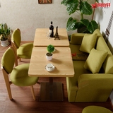 咖啡厅桌椅 简约奶茶店茶餐厅甜品店实木椅子 双人布艺沙发组合