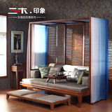 东南亚风格现代新中式家具 水曲柳实木罗汉床 架子床榻木架沙发