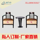 新中式家具时尚小户型休闲椅实木布艺沙发椅售楼处洽谈椅扶手椅