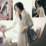 2014韩国代购冬装修身气质羊毛呢大衣中长款女呢子外套优质