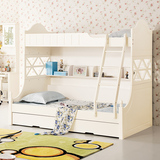 儿童床护栏床高低床子母床双层床上下床实木床白色公主床1.2米床