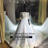 2015年新款婚纱礼服 新娘主婚纱 高级量身定做水蓝色婚纱