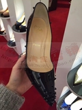 英国代购正品 ChristianLouboutin 2015新款 漆皮铆钉 红底高跟鞋