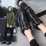 卡迪美人2016韩版新款低帮鞋侧拉链中跟女鞋内增高休闲松糕鞋单鞋