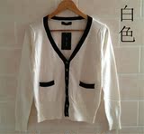 包邮Zara2016拼色春季开衫V领女装新款韩版长袖纯棉毛针织衫外套