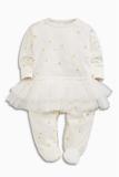 NEXT童装代购英国进口婴儿白色星星连身礼服泡泡裙连体衣裙子新款
