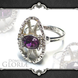 Gloria｜Vintage 1970年 美國 老貨 復古 古董 萊茵石 銀色 戒指