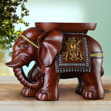 大象换鞋凳 欧式客厅镇宅动物摆件 仿红木大象凳子装饰树脂工艺品