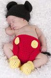 影楼拍照衣服百天米奇帽子短裤造型套装毛线针织婴儿童宝宝