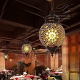 漫咖啡小吊灯 波西米亚风格彩色玻璃过道走廊灯东南亚泰式餐厅灯
