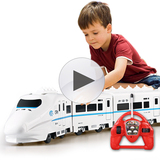 儿童火车玩具充电遥控车 电动高铁动车超大汽车模型 男孩玩具车