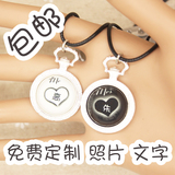 日韩创意姐妹简约情侣项链一对吊坠定制照片刻字男女学生饰品包邮
