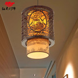 中式吊灯古典木头羊皮小吊灯度假村餐厅走廊过道门厅玄关装饰吊灯