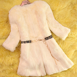 [转卖]新款韩版修身女装中长款兔毛长袖整皮皮草外套正品獭兔九