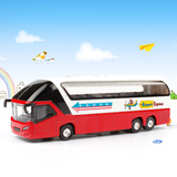 合金车公交车模型大巴士豪华客车儿童玩具公共汽车模型语音