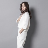 韩版白色小高领太空棉卫衣女套头短款宽松韩国大码纯色套装冬潮