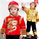 儿童唐装新年男童冬季套装过年婴儿冬装棉衣表演服1-2-3-4-5-6岁