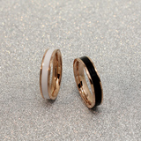 黑白陶瓷钛钢情侣戒指对戒男女18k玫瑰金日韩版食指尾戒指环饰品
