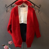 韩国童装2016春秋新款韩版女童超有范儿收口设计中长版毛衣开衫