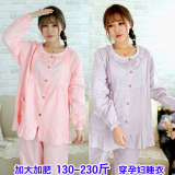 春夏孕妇睡衣大码月子服纯棉纱布 加大加肥哺乳睡衣胖家居服200斤