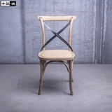美式乡村餐椅纯实木椅子美国进口白橡木椅餐厅叉背椅书椅藤面椅