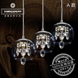 创意酒杯LED水晶吊灯现代简约欧式三头餐厅灯卧室灯酒吧台灯饰