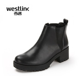 Westlink西遇秋冬新款英伦切尔西靴粗跟短筒短靴女靴单鞋ZG