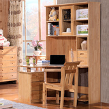 连体电脑桌转角写字台柏木纯实木儿童储物学习书桌书柜组合家具