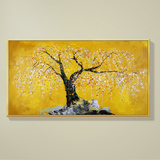 手绘VERY-ART中国风古典风景油画时尚现代中式黄色发财树装饰画