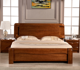 胡桃木床新中式家具高箱体储物气液压现代双人床1.8米 实木床包邮