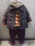 15冬款韩国版格子加绒儿童棉袄 棉麻加厚男童外套 高品质十一特价