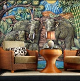 东南亚印度风情3D立体大象大型壁画泰式主题餐厅客厅酒店墙纸壁纸