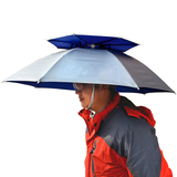 垂钓鱼伞帽双层牛津防雨防晒防紫外线透气遮阳头伞大号折叠渔具
