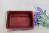 一次性餐具/快餐盒/环保饭盒/打包盒 /红黑 长方形三格800 加厚款