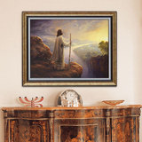 基督教耶稣古典人物风景手绘油画客厅书房玄关高档有框装饰画希望